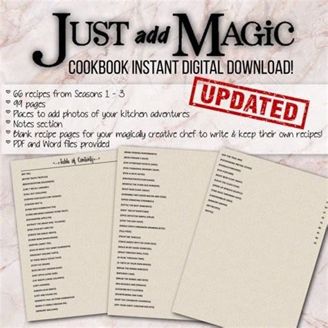 Printable Just Add Magic Recipes